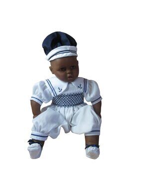 Lissi Doll African American Boy in Sailor Suit 21" Tall Vintage